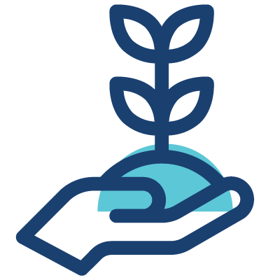 Hand holding growing plant icon