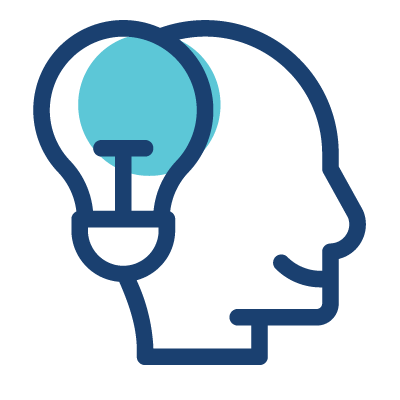 Head with lightbulb icon for mental health