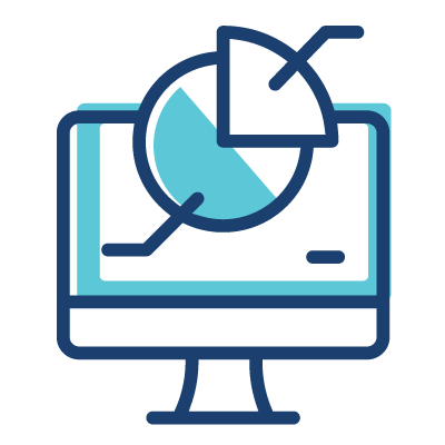 Icon of computer screen with pie chart