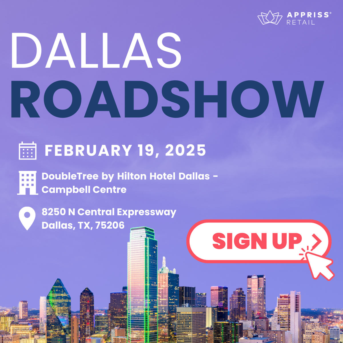 Join fellow retail loss prevention industry peers for the 2025 Appriss Retail Dallas Roadshow, February 19, 2025.