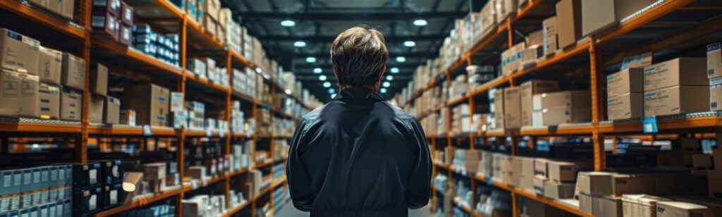 Man standing in warehouse exploring phantom inventory is, how it impacts retailers, and what they can do to prevent inventory discrepancies.