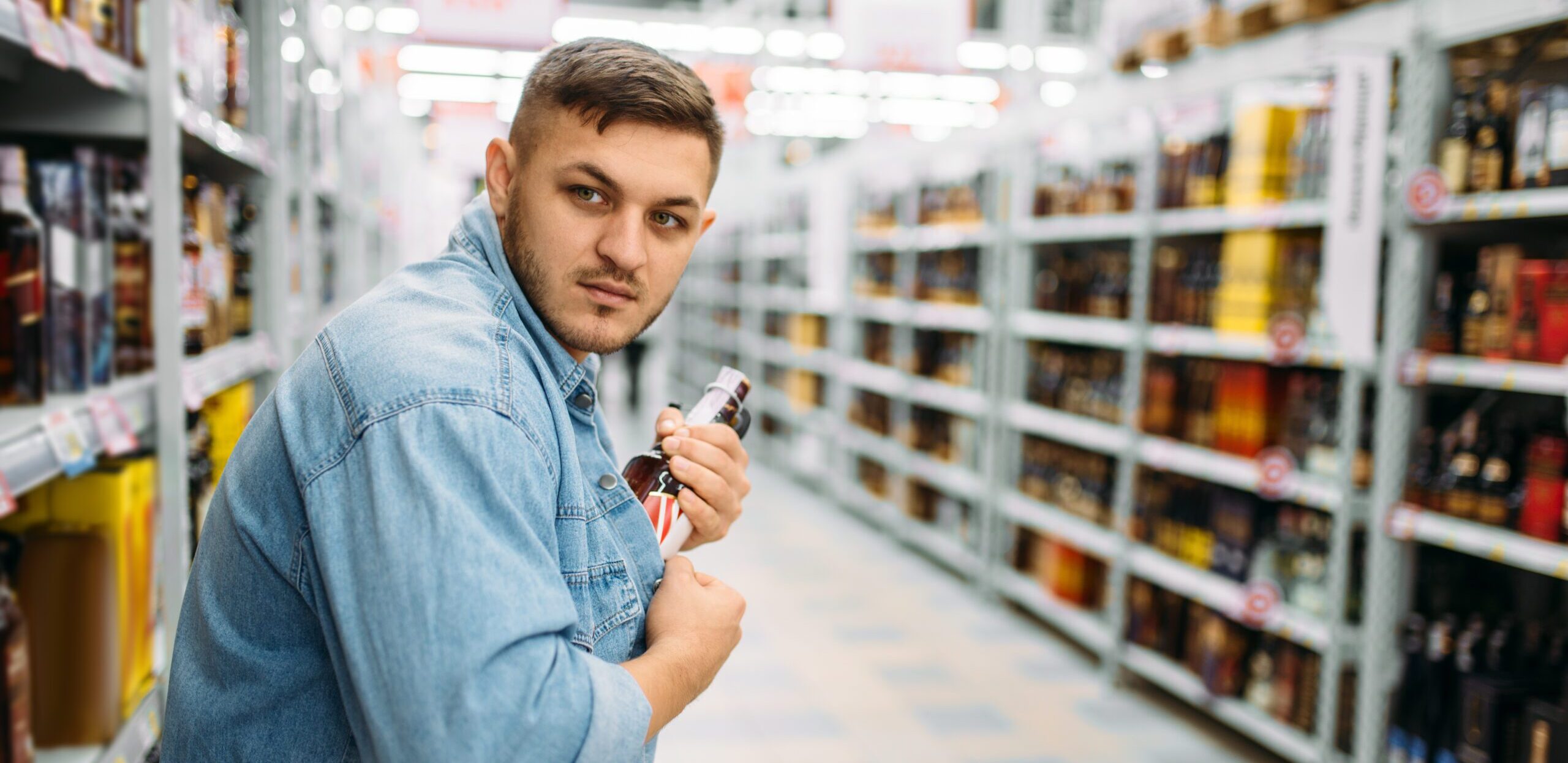 Man hides bottle of alcohol under his shirt Man steals bottle as part of an organized retail crime (ORC) group. Shoplifters are finding loopholes in retail return policies to silently drain profits. Get the facts and learn how AI-based solutions can help.